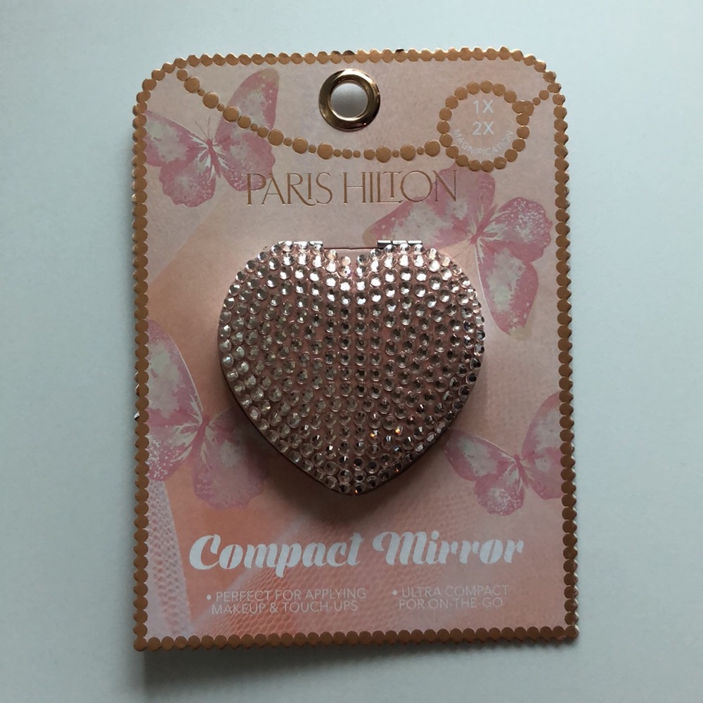 Paris Hilton nwt light pink Barbie barbiecore heart compact double Mirror - Picture 3 of 4